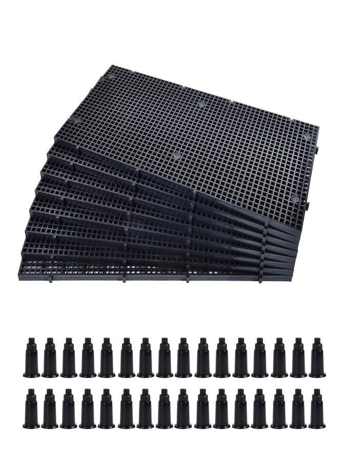 ALEGI Plastic Grid Divider Tray Egg Crate Louvre Aquarium Fish Tank Bottom Isolation with Bracket (8pcs Black) - Image 1